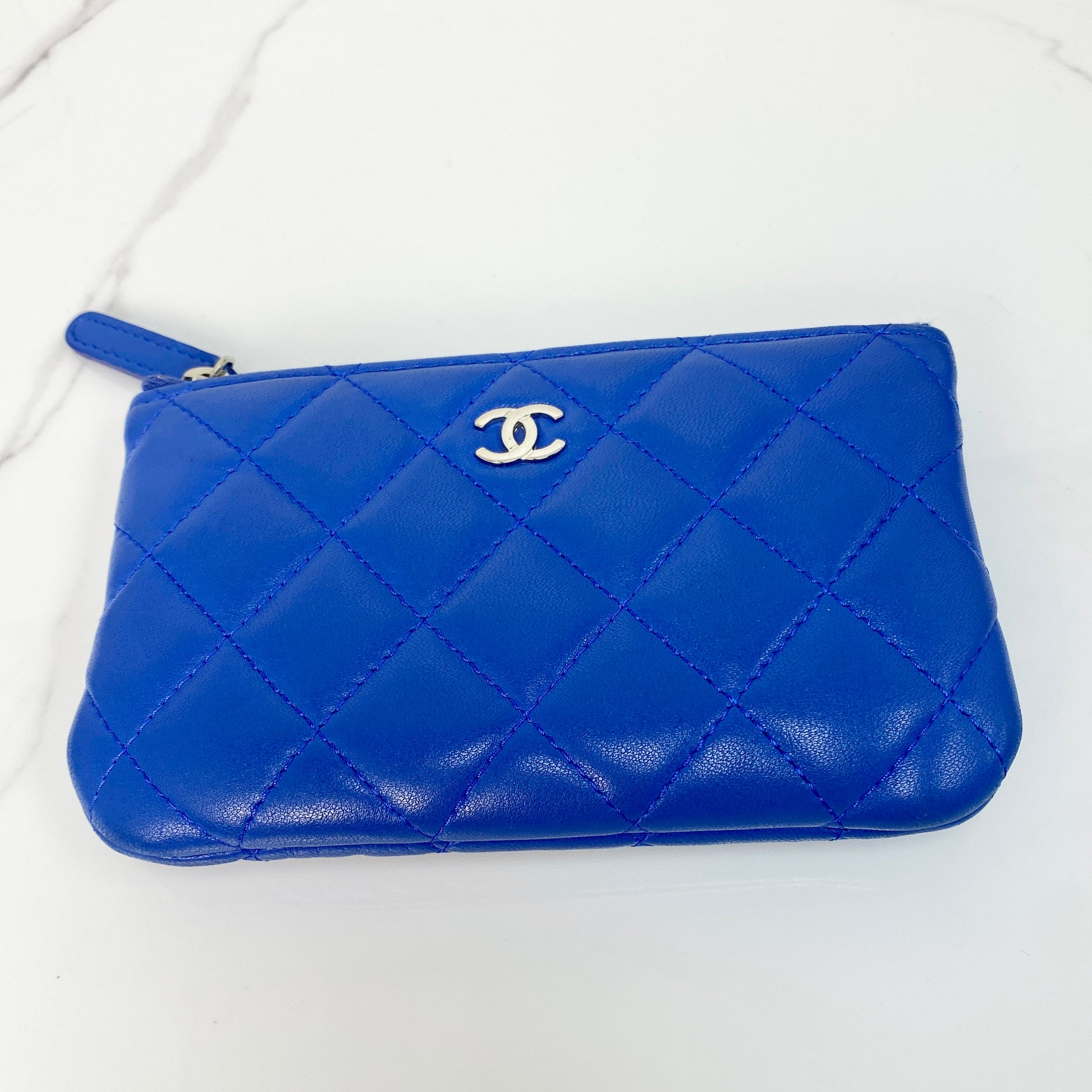 Chanel Quilted Small Cosmetic Case in Blue - Lafayette Consignment