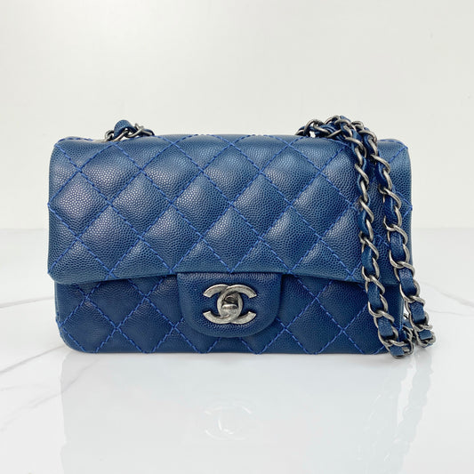Chanel Classic Rectangular Mini Flap Bag - Dark Blue - Lafayette Consignment