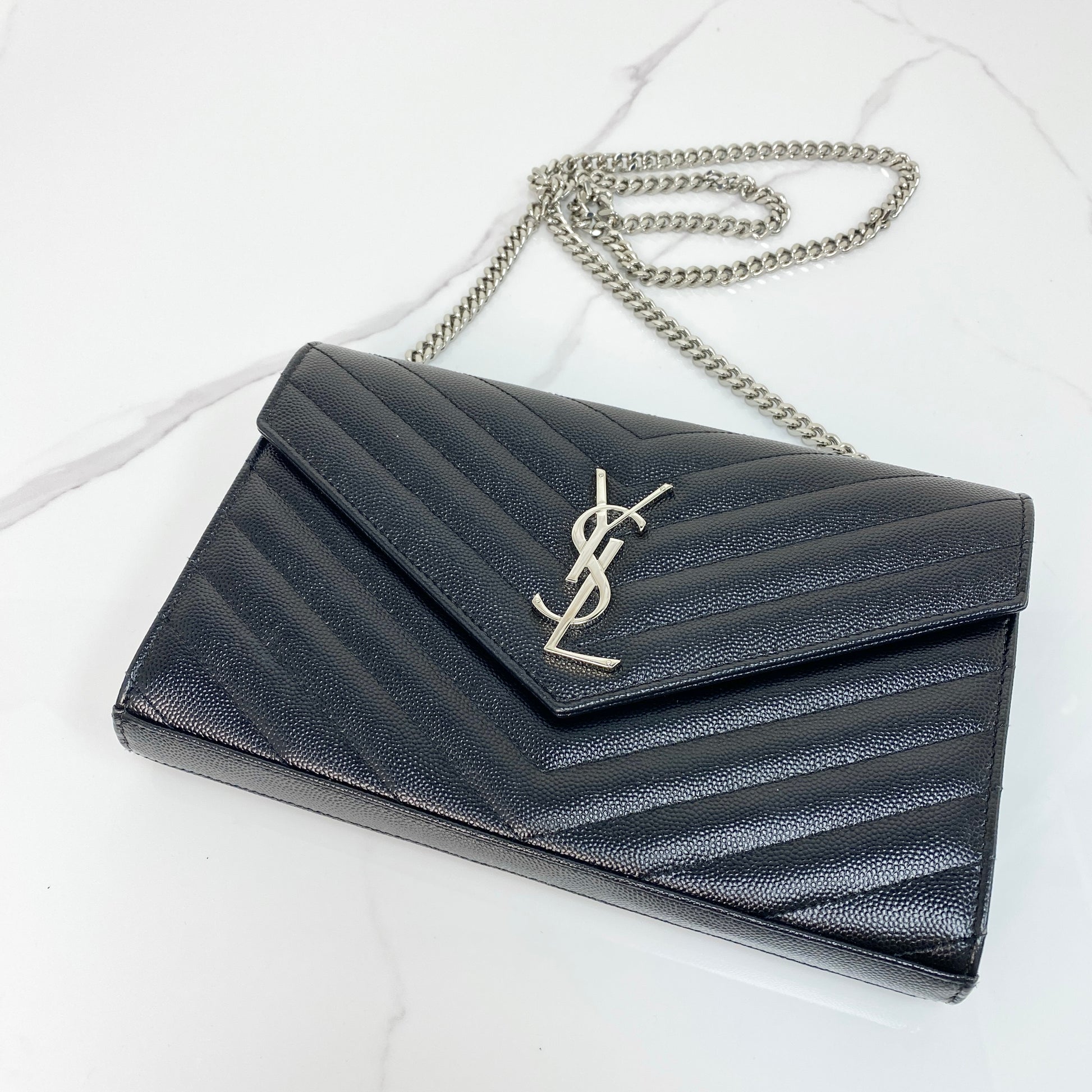 Saint Laurent Classic Cassandre Chain Wallet - Lafayette Consignment