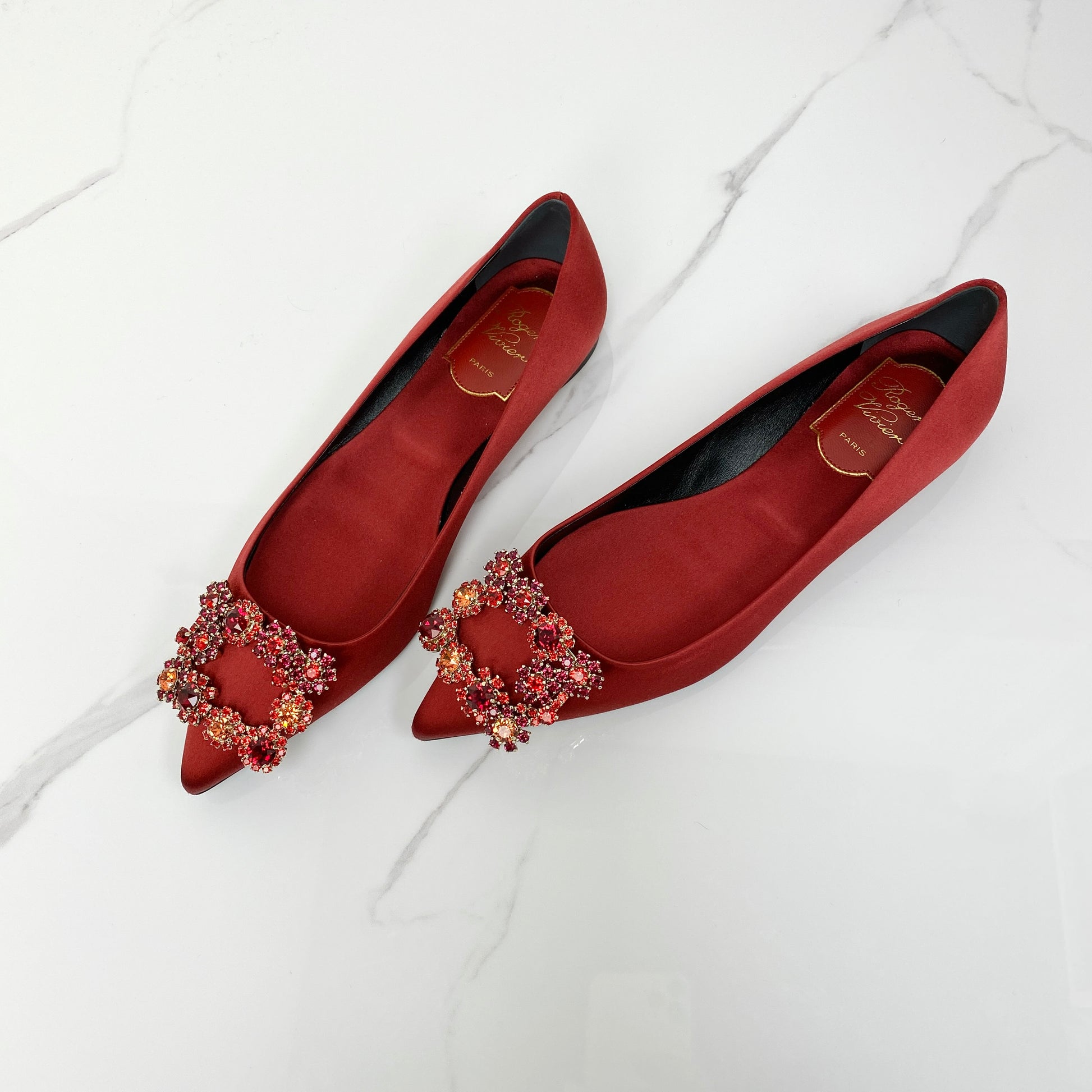 Roger Vivier Satin Flower Strass - Lafayette Consignment