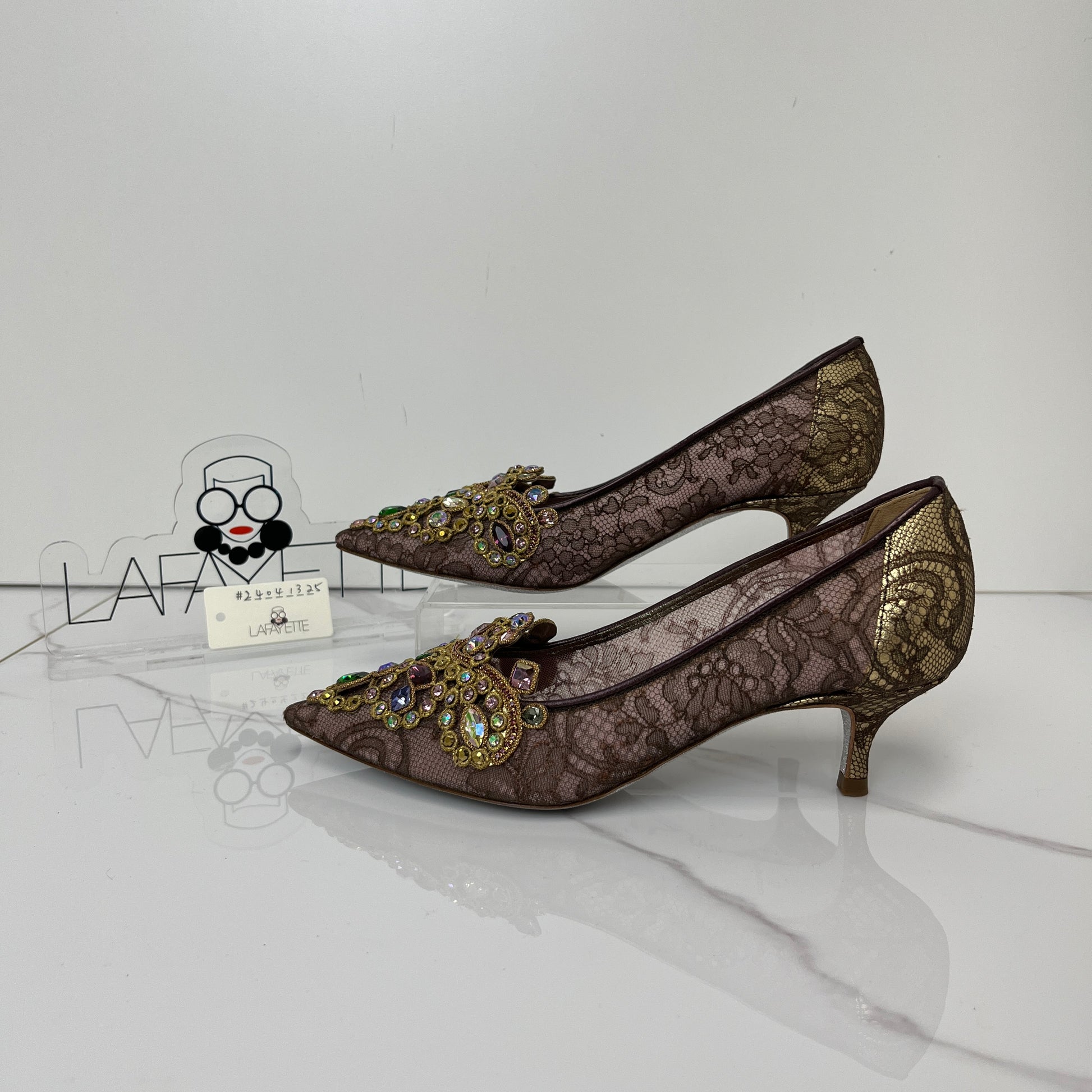 Rene Caovilla Crystal Embroidered Silk Slingback Pumps - Lafayette Consignment