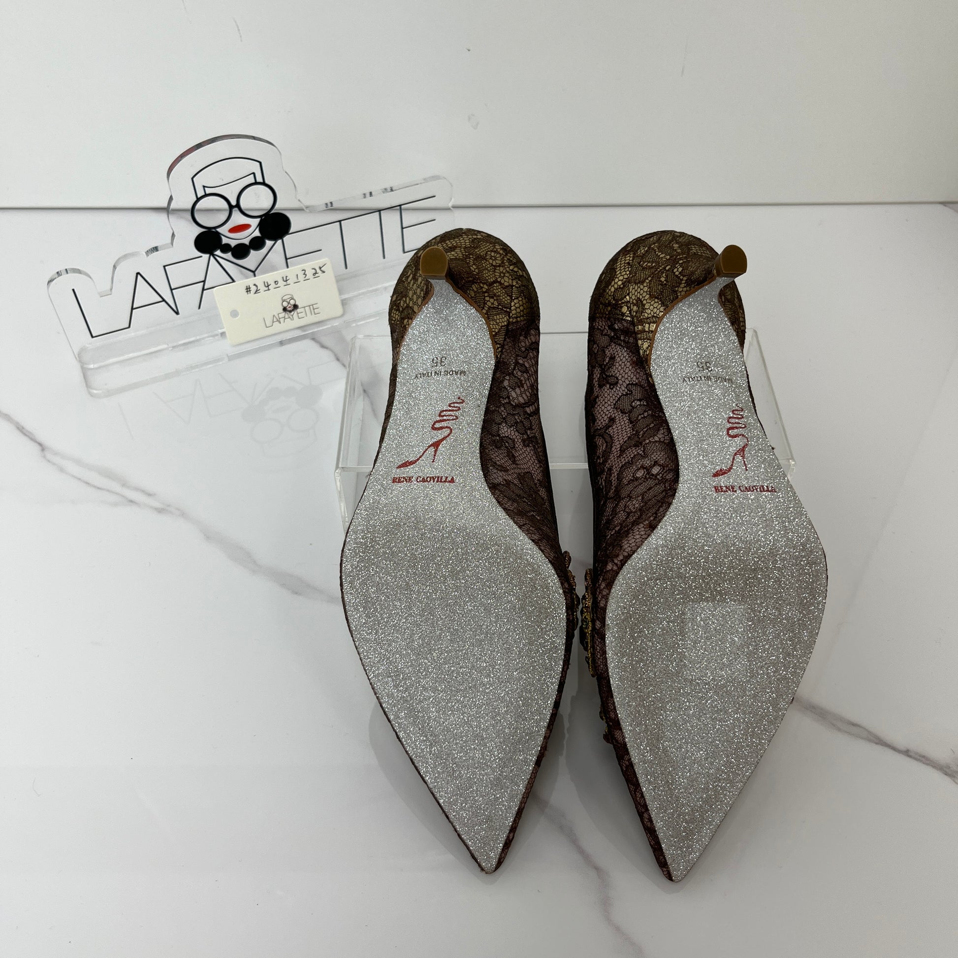 Rene Caovilla Crystal Embroidered Silk Slingback Pumps - Lafayette Consignment