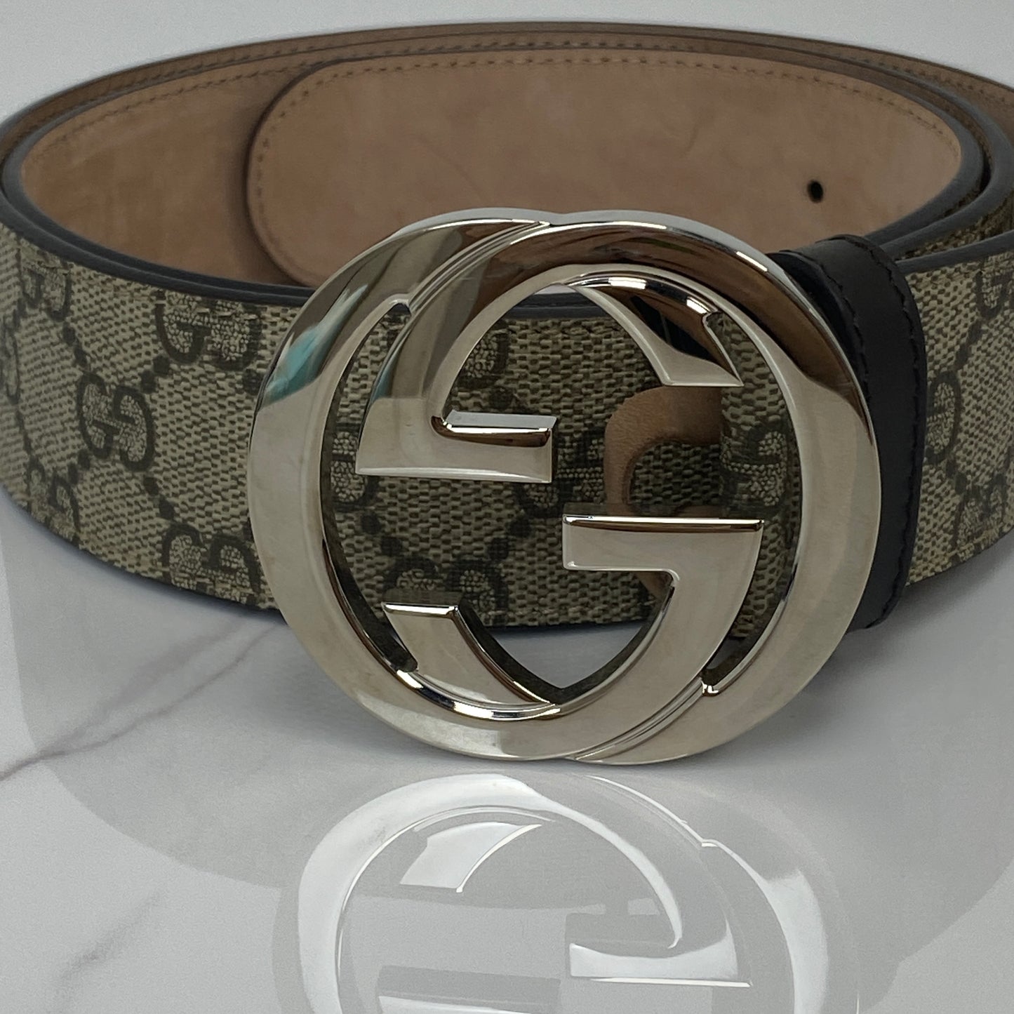 Gucci GG Supreme Belt with G Buckle - Lafayette Consignment