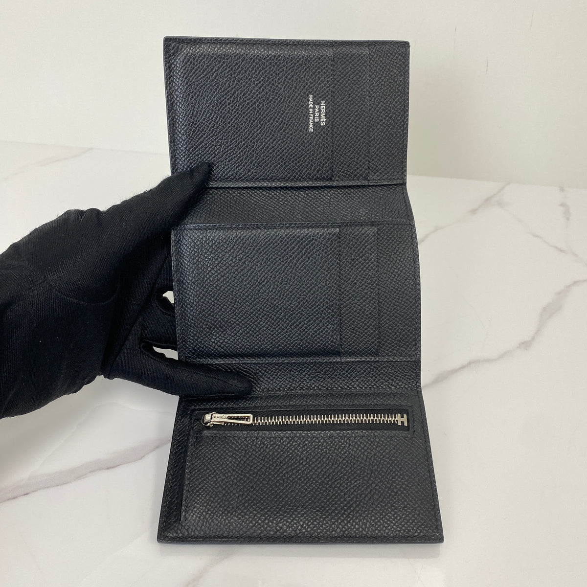 Hermès Béarn Monochrome Wallet Noir — card slots