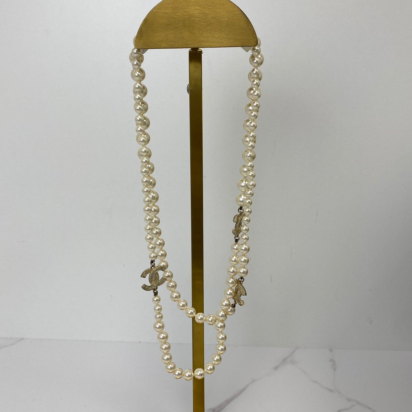 Chanel Classic CC Crystal Double Strand Necklace with Pearl - photo 4