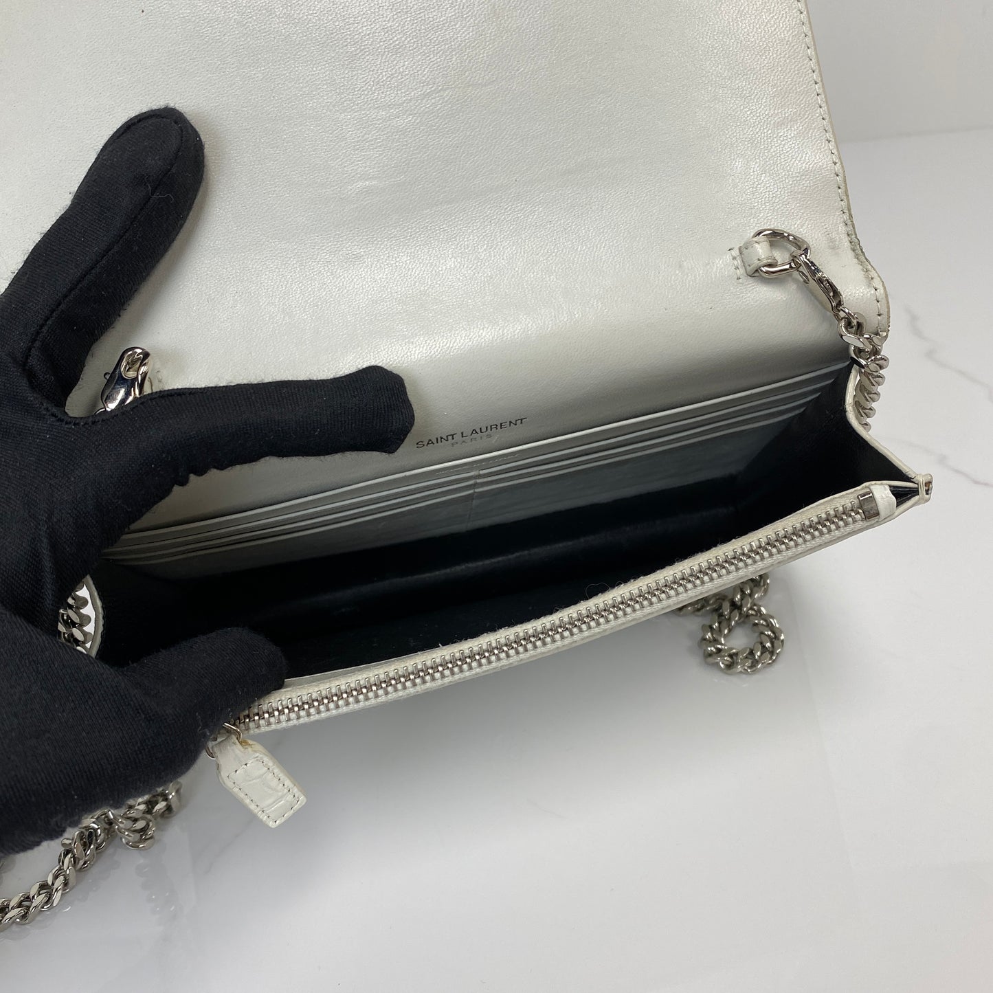 Saint Laurent Kate Wallet on Chain in Crocodile Embossed Leather - photo 6