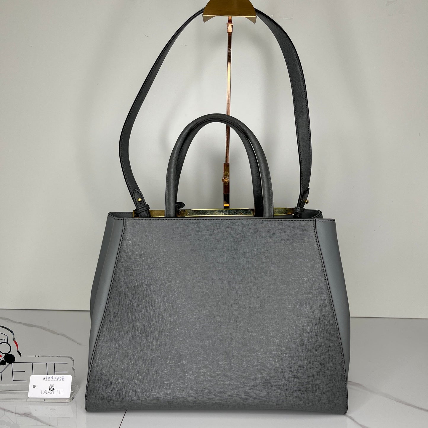 Fendi Medium 2jour Leather Bag - Grey