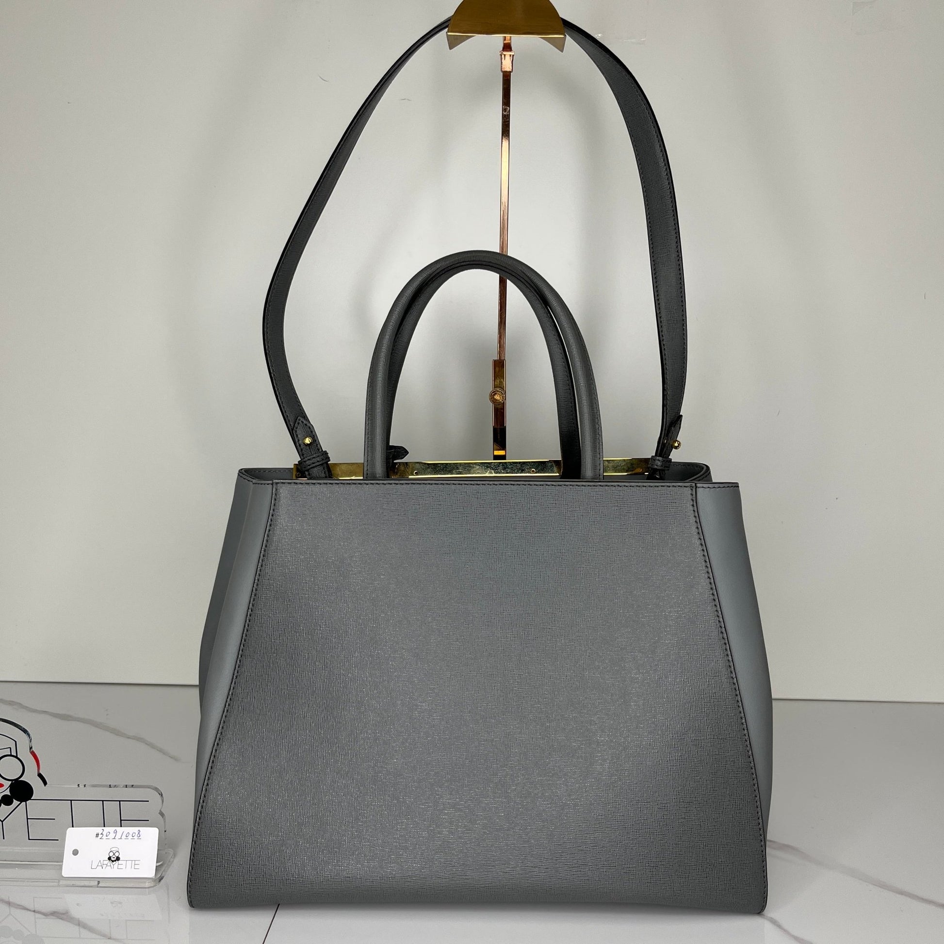 Fendi Medium 2jour Leather Bag - Grey