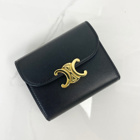 Celine Small Flap Wallet Triomphe In Shiny Calfskin