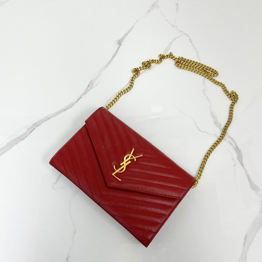 Saint Laurent Cassandre Envelope Chain Wallet - Lafayette Consignment