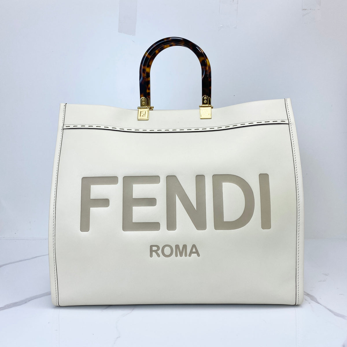 Fendi Sunshine Large, White Calfskin, Gold Tone hardware — main image