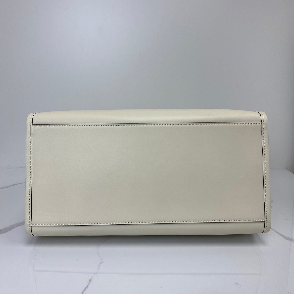Fendi Sunshine Large, White Calfskin, Gold Tone hardware — bottom view