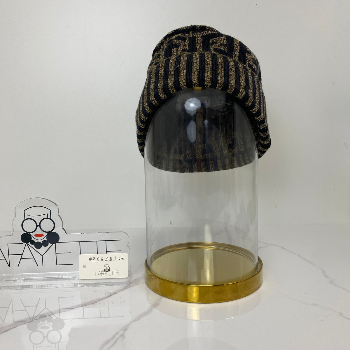 Fendi Hat, Black/Brown 100%Merino Wool — front view