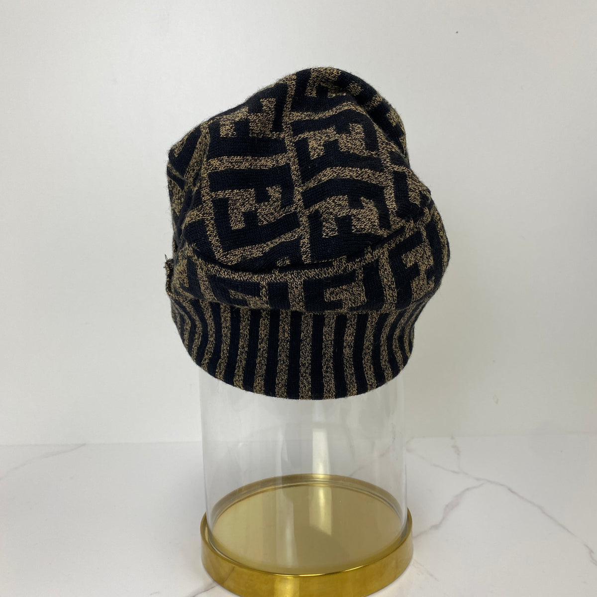 Fendi Hat, Black/Brown 100%Merino Wool — side view