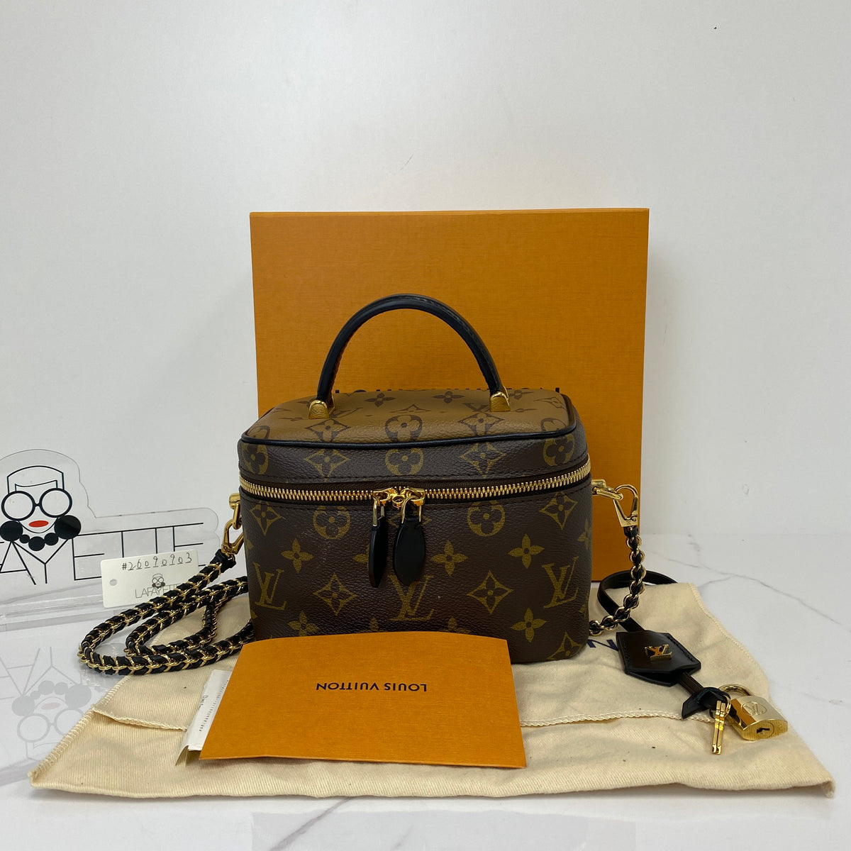 Louis Vuitton Vanity PM, Brown Monogram Coated Canvas, Gold Tone hardware — front view