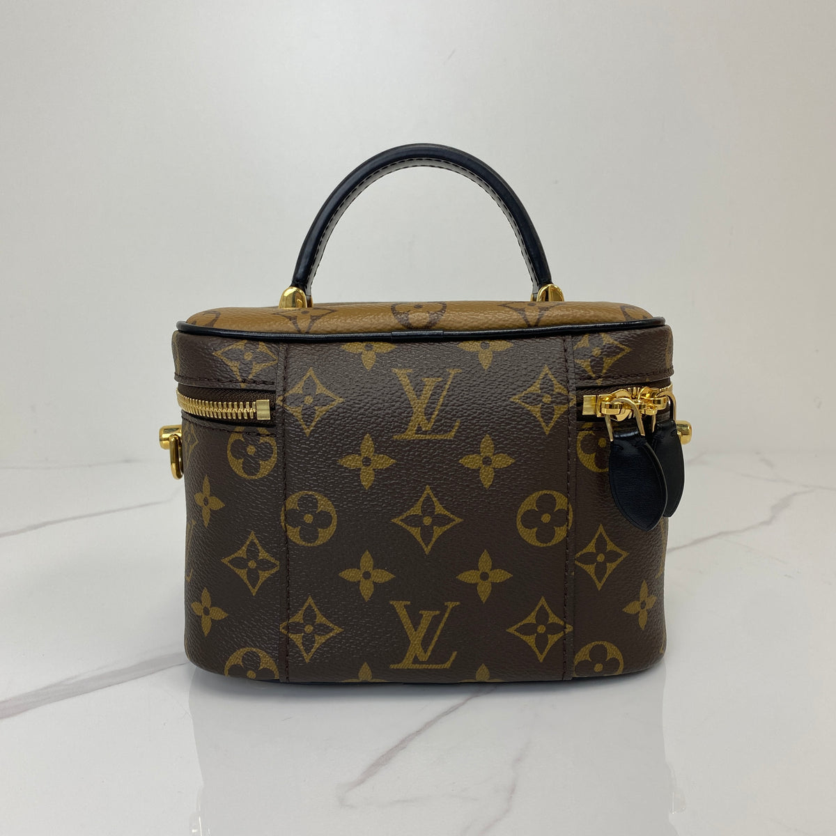 Louis Vuitton Vanity PM, Brown Monogram Coated Canvas, Gold Tone hardware — back view