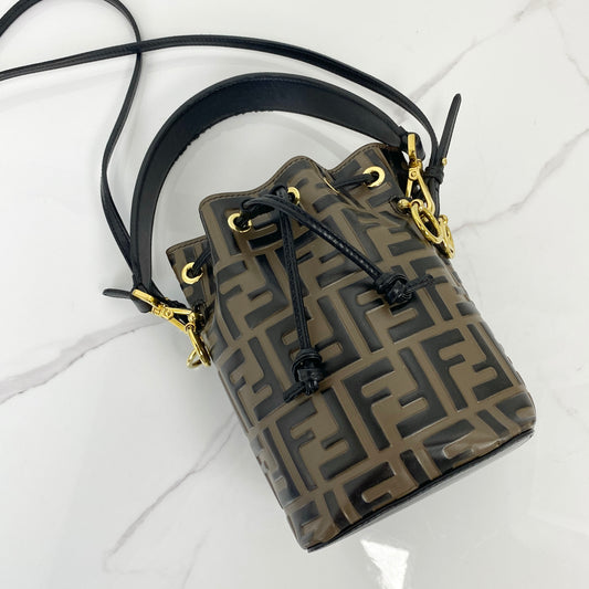 Fendi Mon Tresor Bucket Bag, Black/Brown Calfskin, Gold Tone hardware — main image