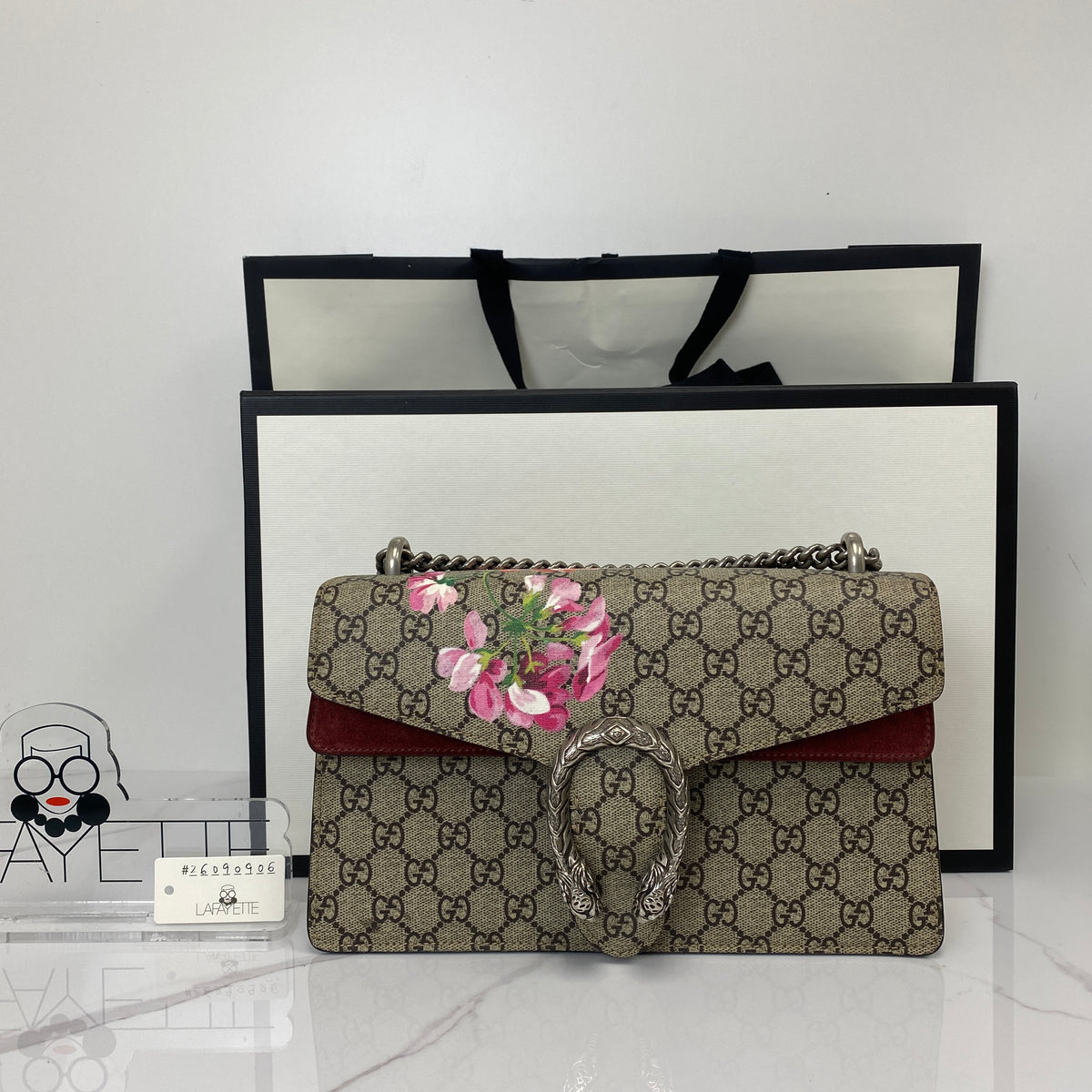 Gucci Dionysus Small Shoulder Bag, Mix Color GG Supreme Canvas, Antique Silver Tone hardware — front view