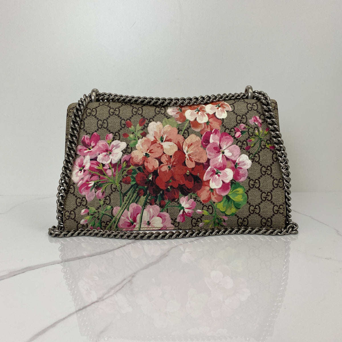Gucci Dionysus Small Shoulder Bag, Mix Color GG Supreme Canvas, Antique Silver Tone hardware — back view