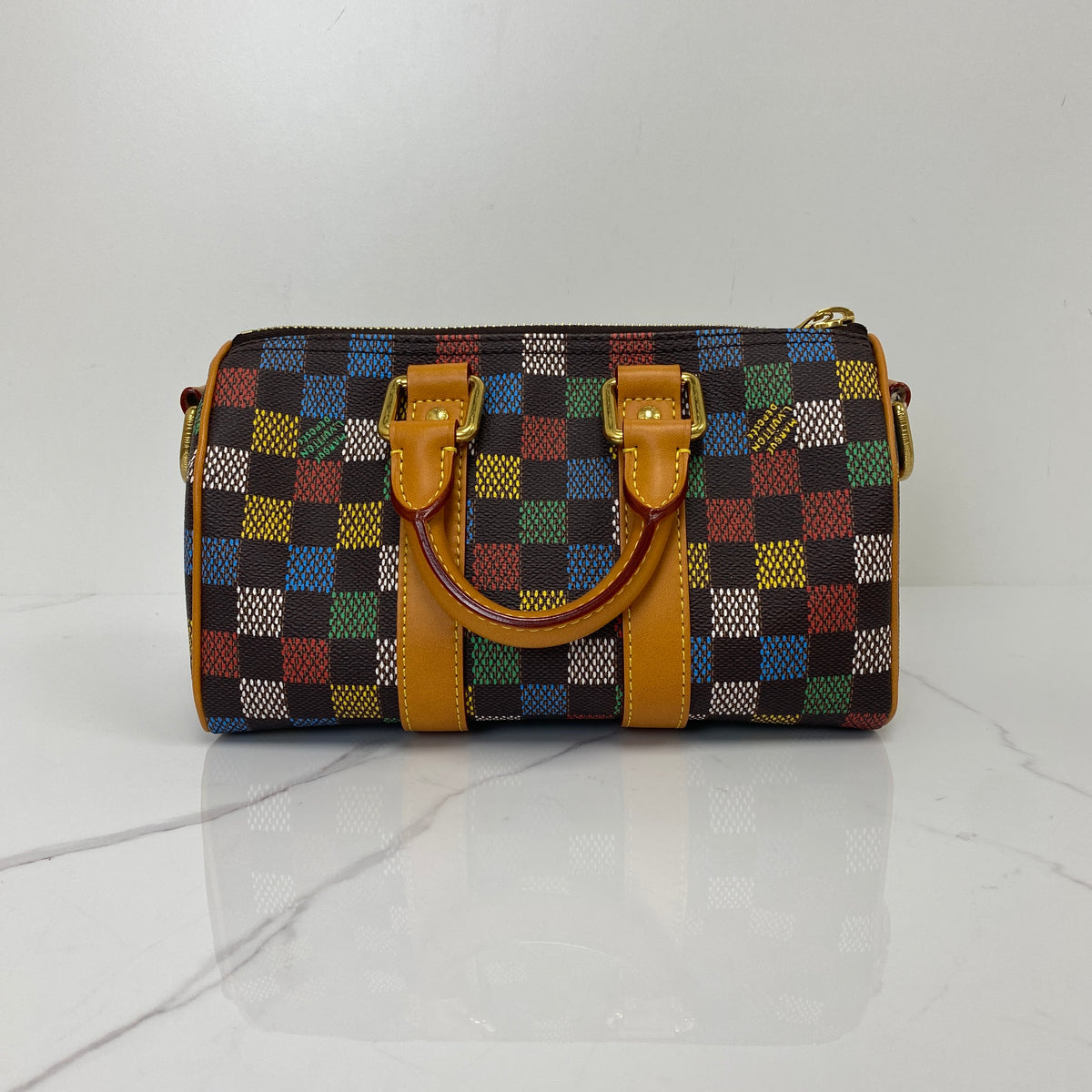 Louis Vuitton Keepall 25, Multicolor Coated Canvas, Gold Tone hardware — back view
