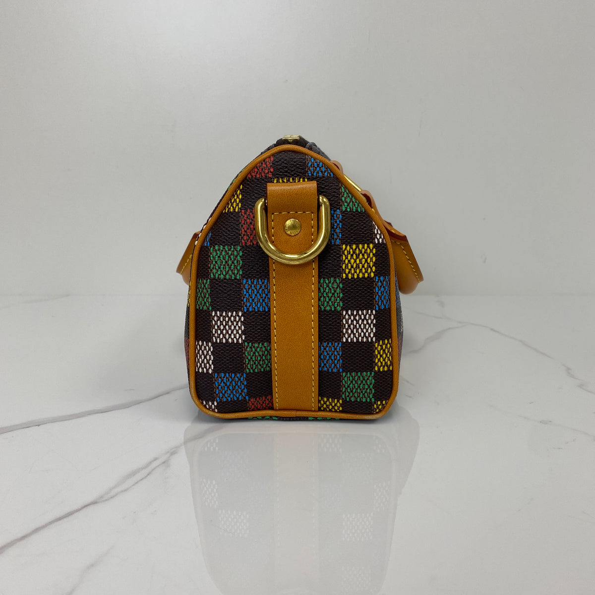Louis Vuitton Keepall 25, Multicolor Coated Canvas, Gold Tone hardware — side view
