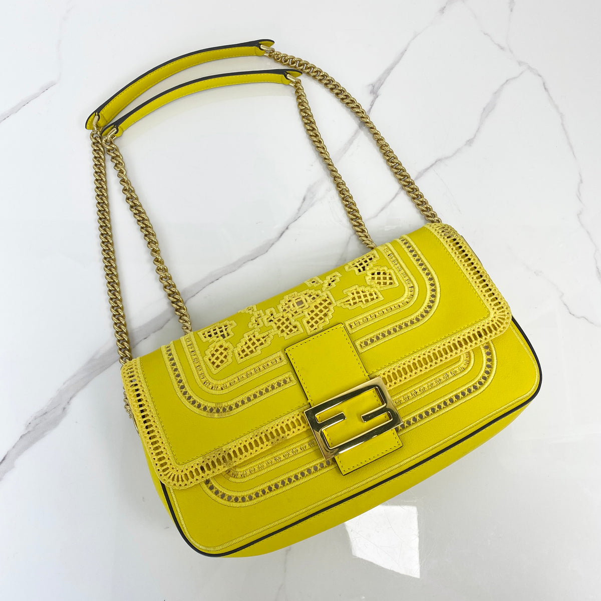 Fendi Baguette, Yellow Calfskin, Gold Tone hardware — main image