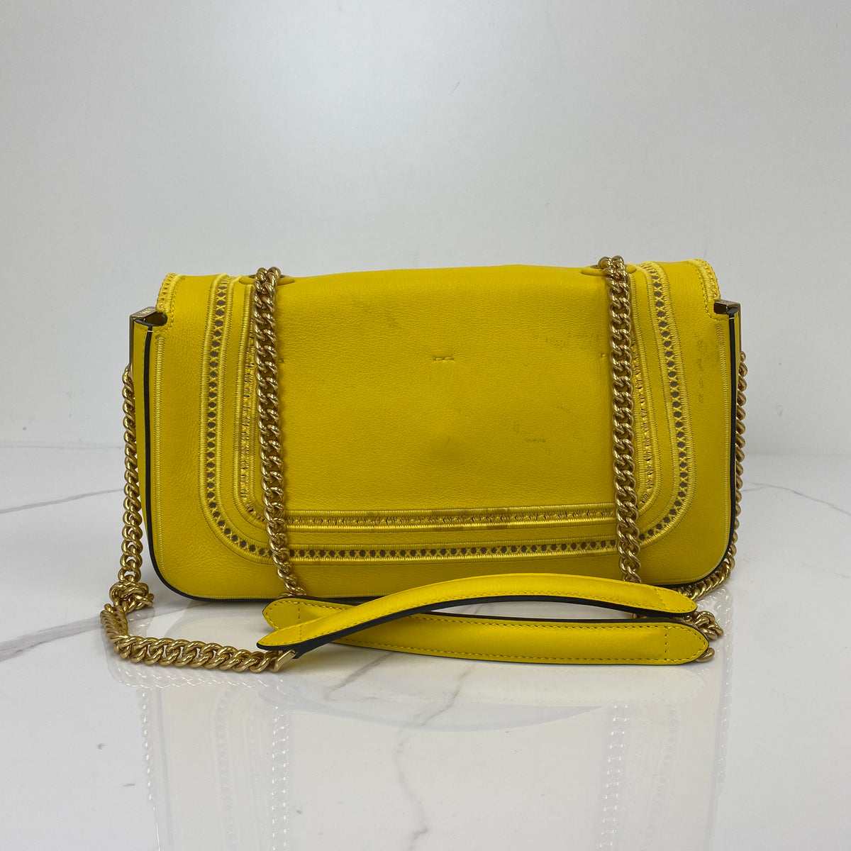 Fendi Baguette, Yellow Calfskin, Gold Tone hardware — back view