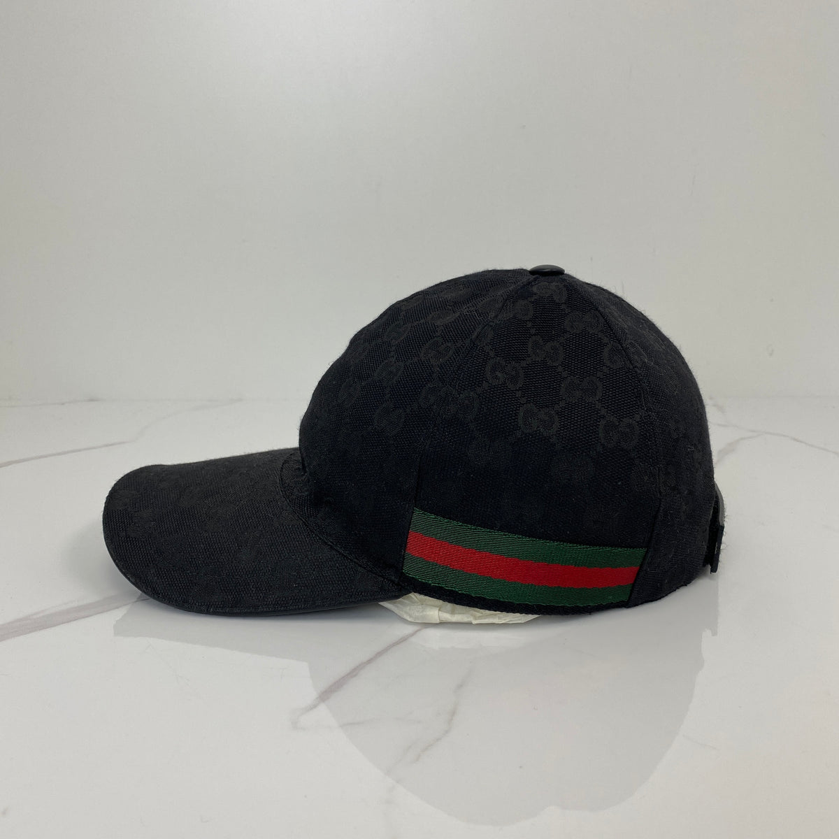 Gucci Hat, black Black GG Canvas, Gold Tone hardware — back view