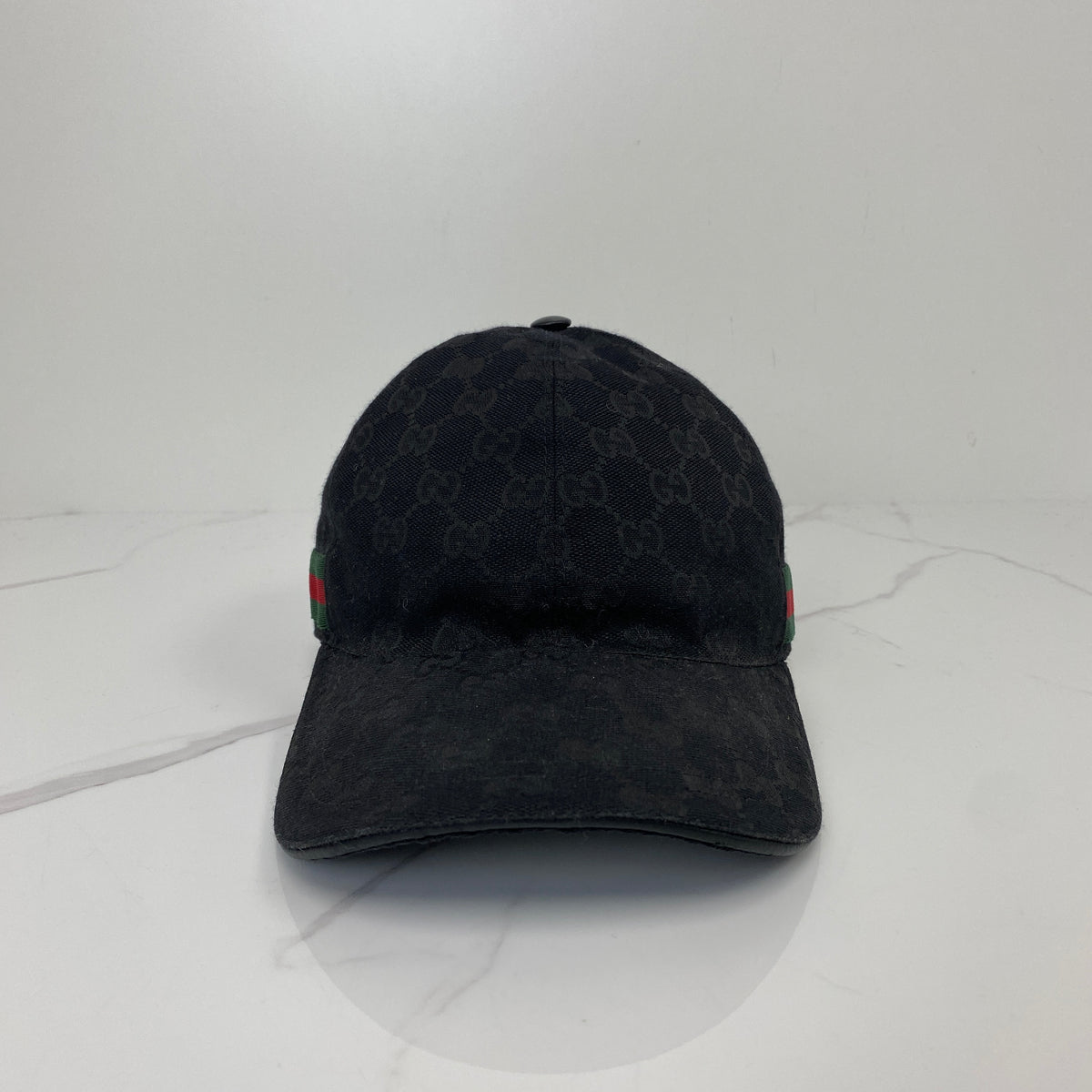 Gucci Hat, black Black GG Canvas, Gold Tone hardware — side view