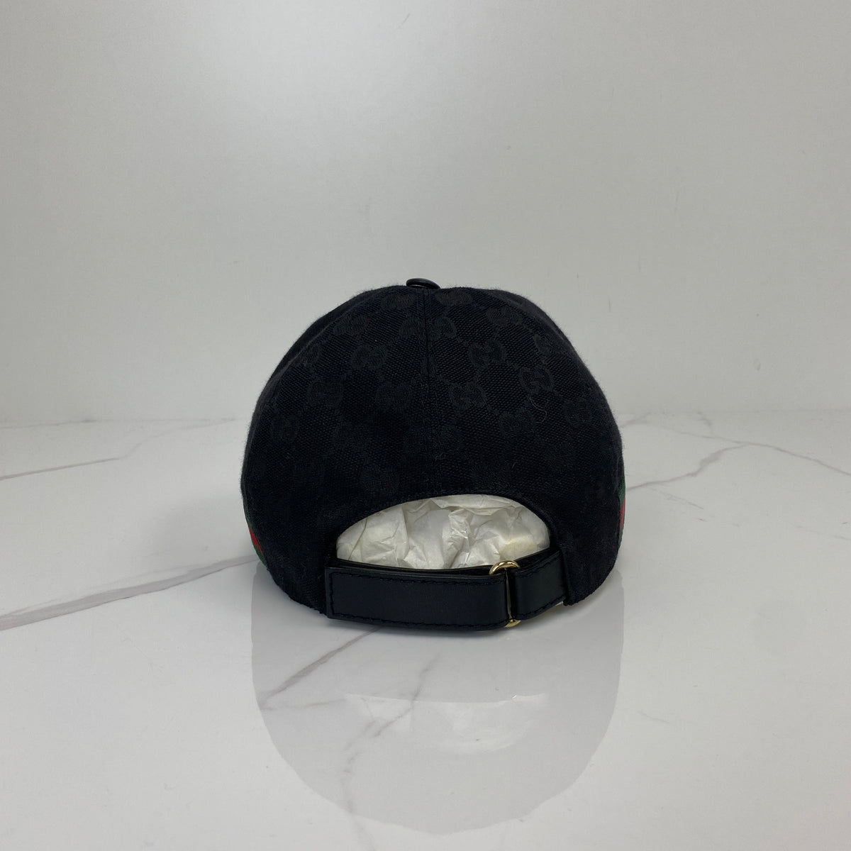 Gucci Hat, black Black GG Canvas, Gold Tone hardware — bottom view