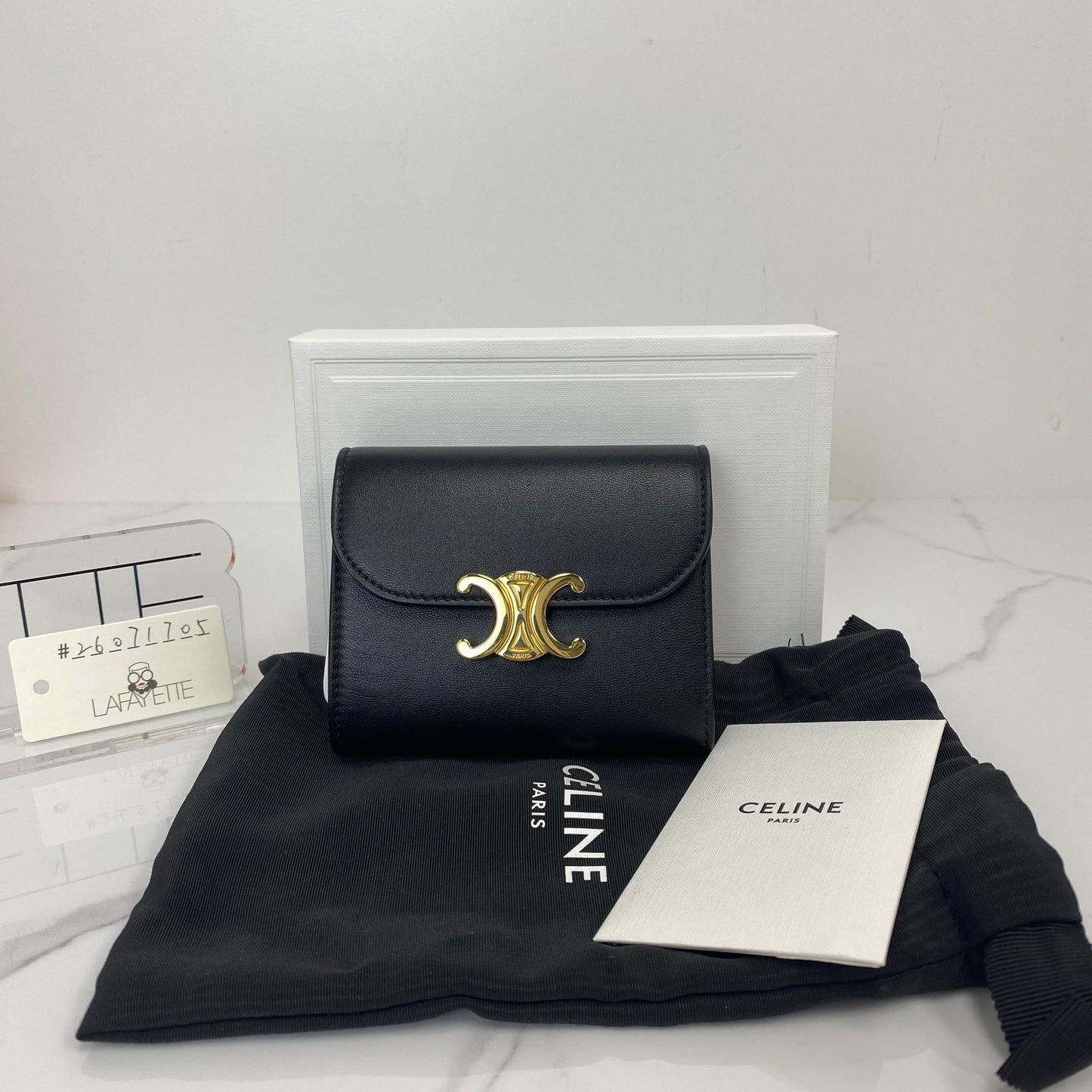 Celine Small Flap Wallet Triomphe In Shiny Calfskin