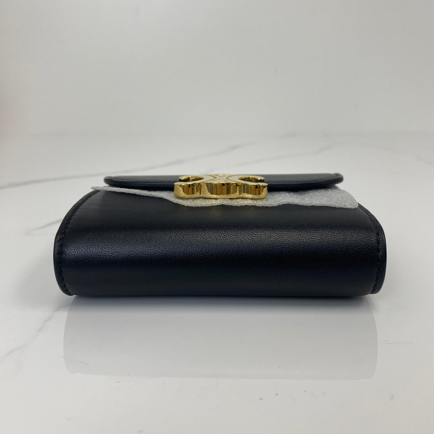 Celine Small Flap Wallet Triomphe In Shiny Calfskin