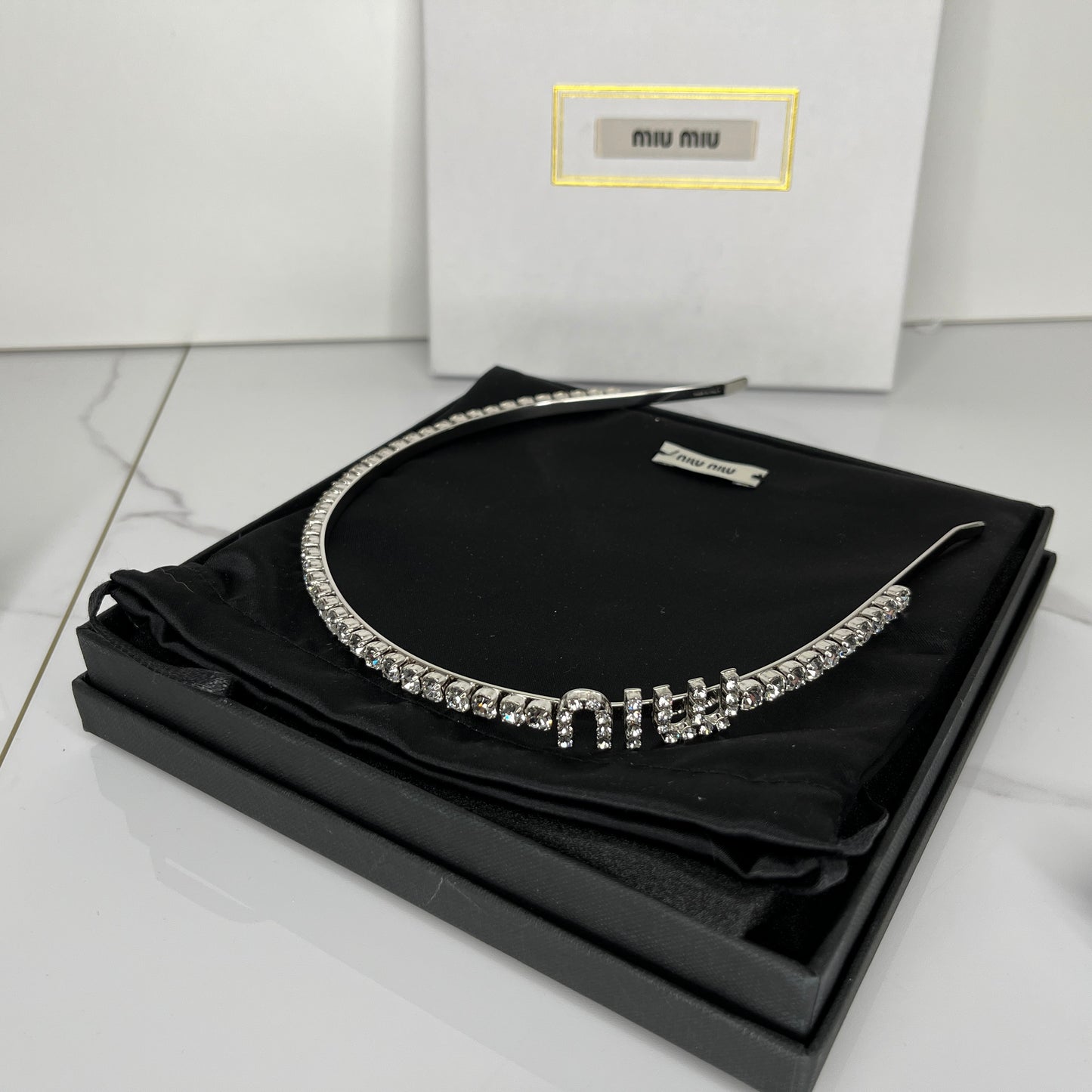 Miu Miu Rigid Crystal Headband - Lafayette Consignment