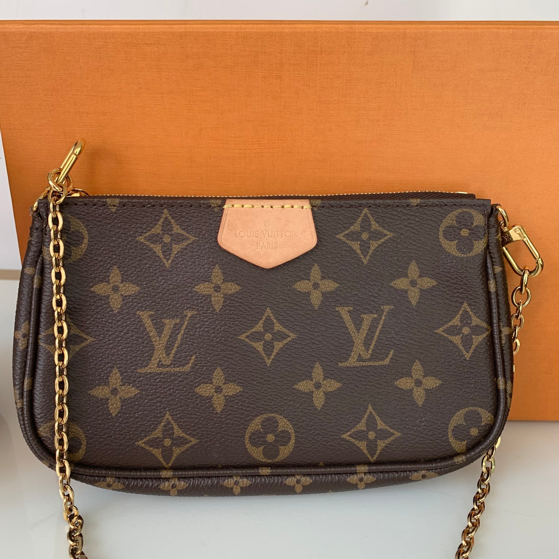 Monogram Canvas Louis Vuitton Multi Pochette Gurt Rosa Mini