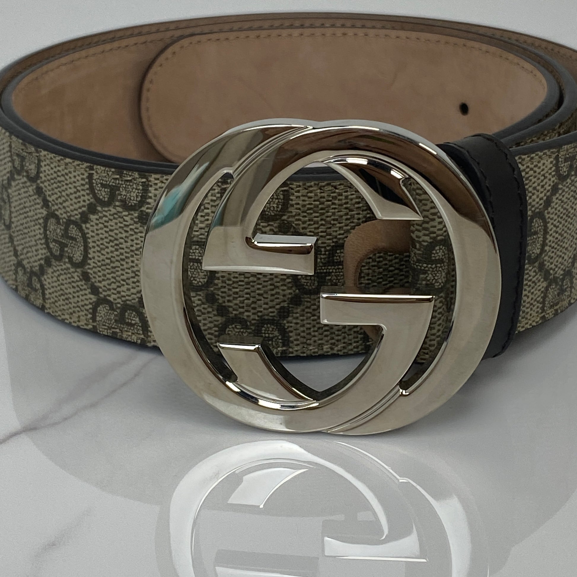 Gucci GG Supreme Belt with G Buckle - Lafayette Consignment