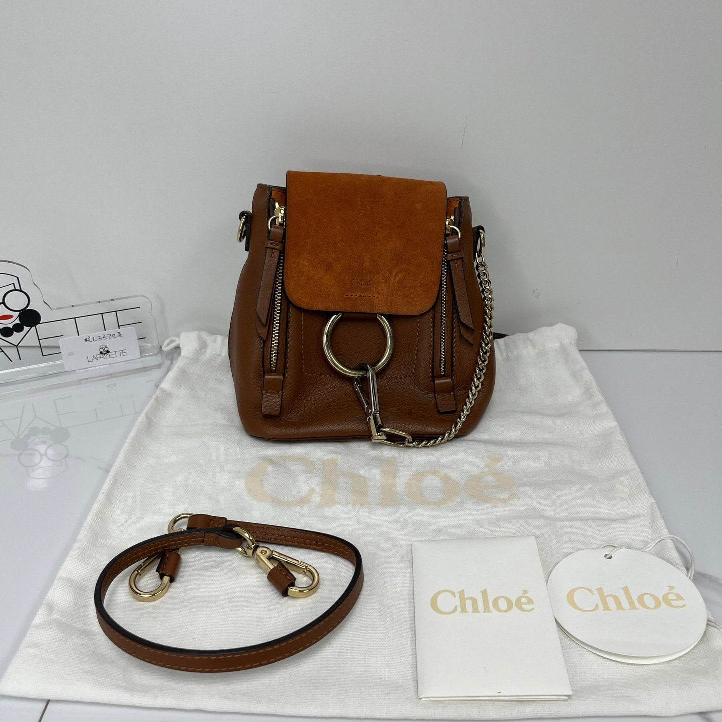 chlo faye mini backpack from anniestudio site www.reddit.com Women's Tan Size OneSize 100% Calf-skin leather Detachable carry handle with lanyard clasp fastening CHLO Mini Faye backpack Women's