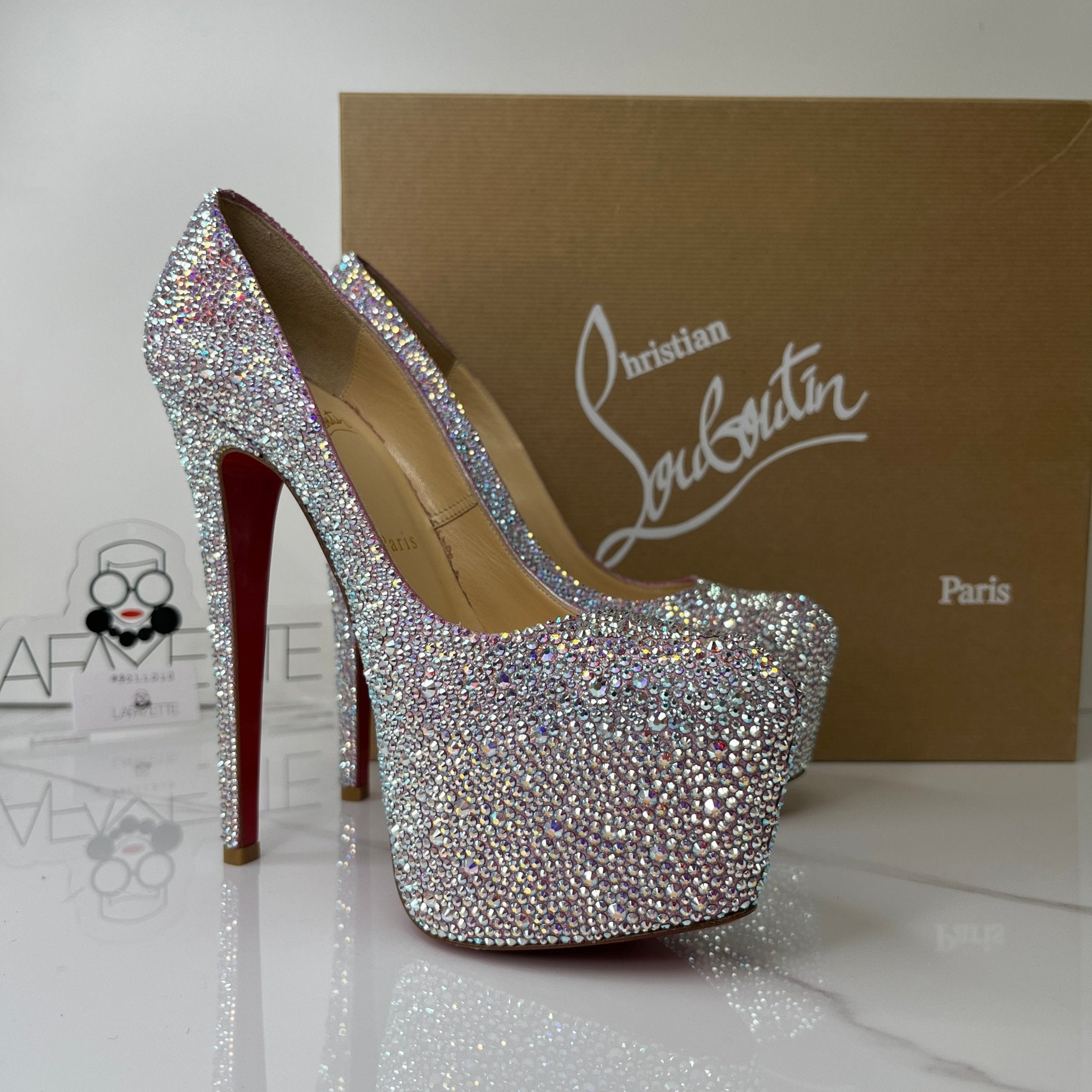 Christian Louboutin Crystal Suede Burma Daffodile Strass 160 Pumps Size 37.5