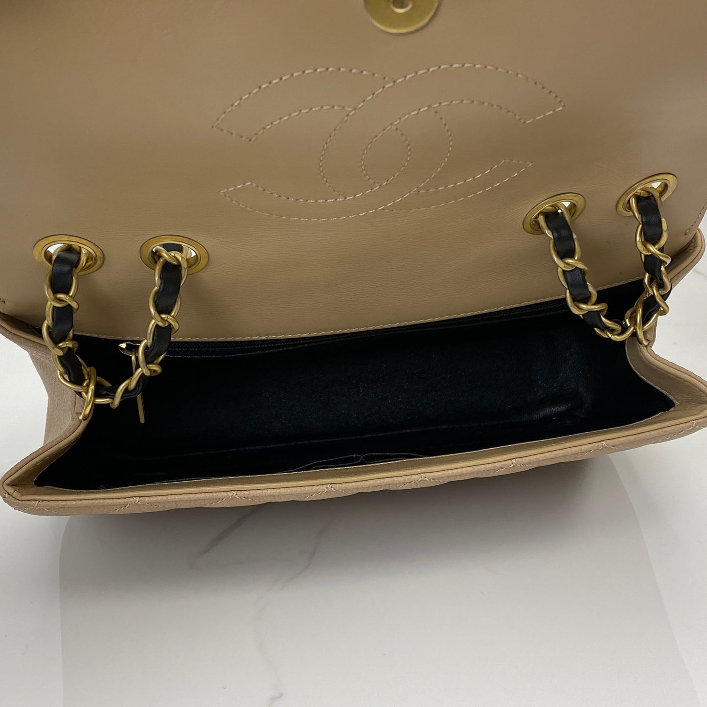 Chanel Filigree flap shown with its box, dustbag, card and Entrupy certification