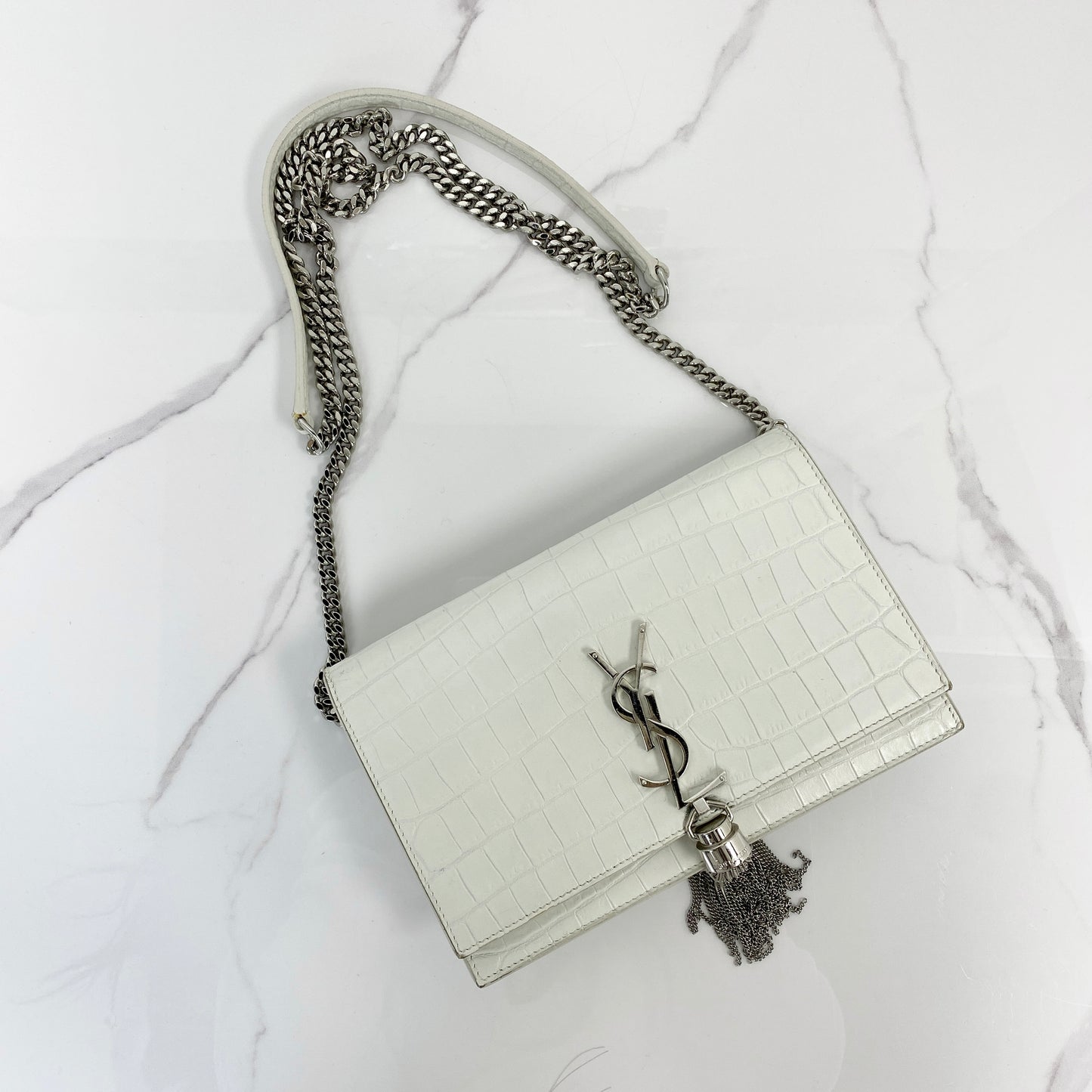 Saint Laurent Kate Wallet on Chain in Crocodile Embossed Leather - photo 1