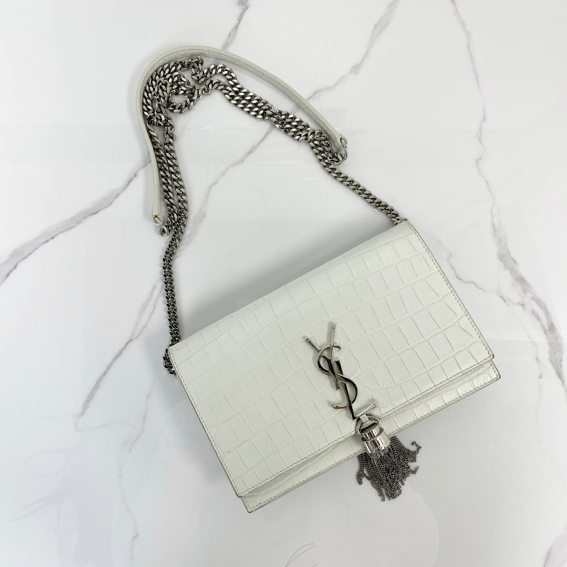 Saint Laurent Kate Wallet on Chain in Crocodile Embossed Leather - photo 1