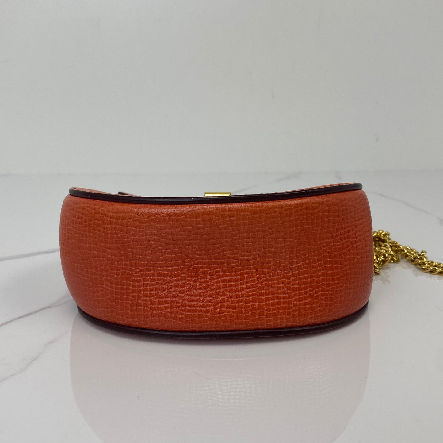 Chloé Nano Drew Bag, orange grained lambskin, gold-tone hardware — detail view 4