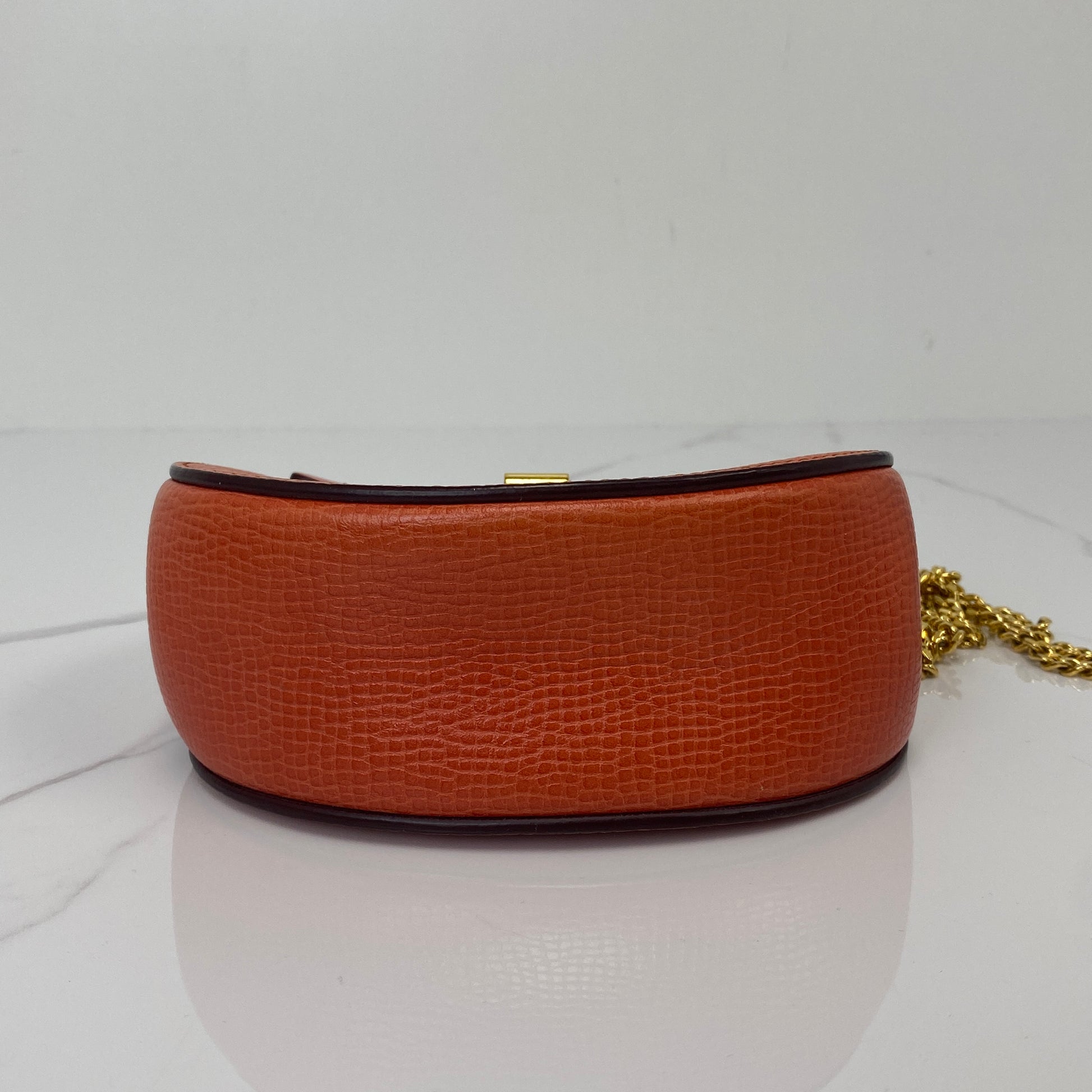 Chloé Nano Drew Bag, orange grained lambskin, gold-tone hardware — detail view 4