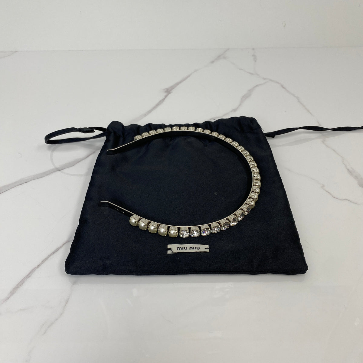 MIU MIU Headband With Crystals And Pearls - photo 4