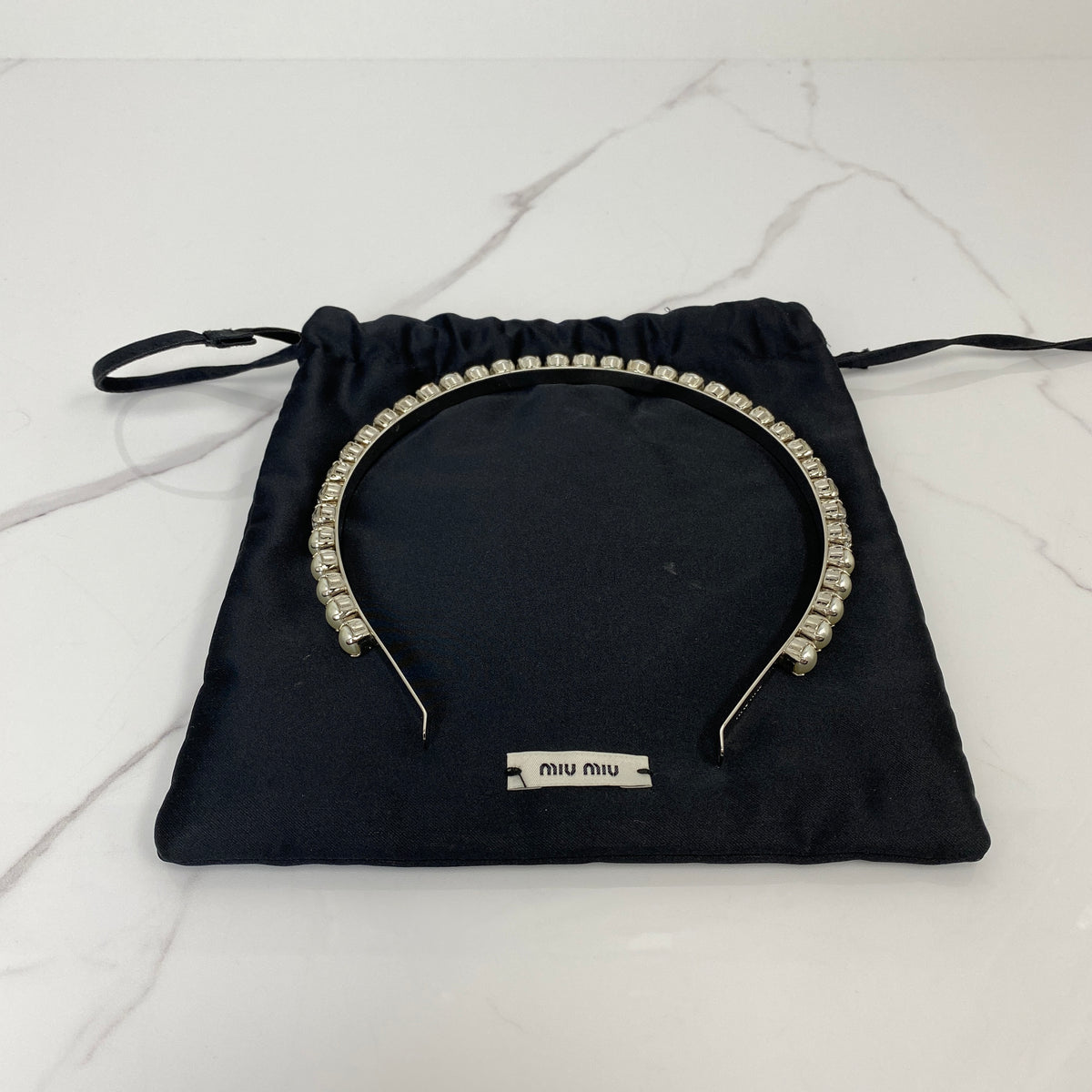 MIU MIU Headband With Crystals And Pearls - photo 3