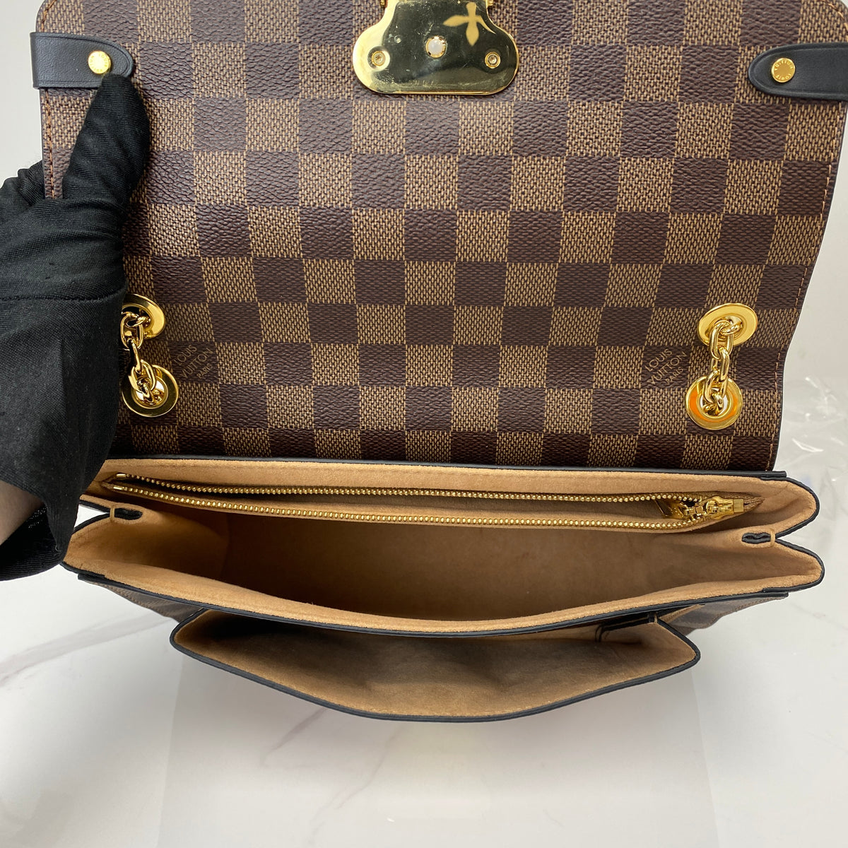 Louis Vuitton Vavin PM Damier Ebene, Brown Damier Ebene Coated Canvas, Gold Tone — detail view 4