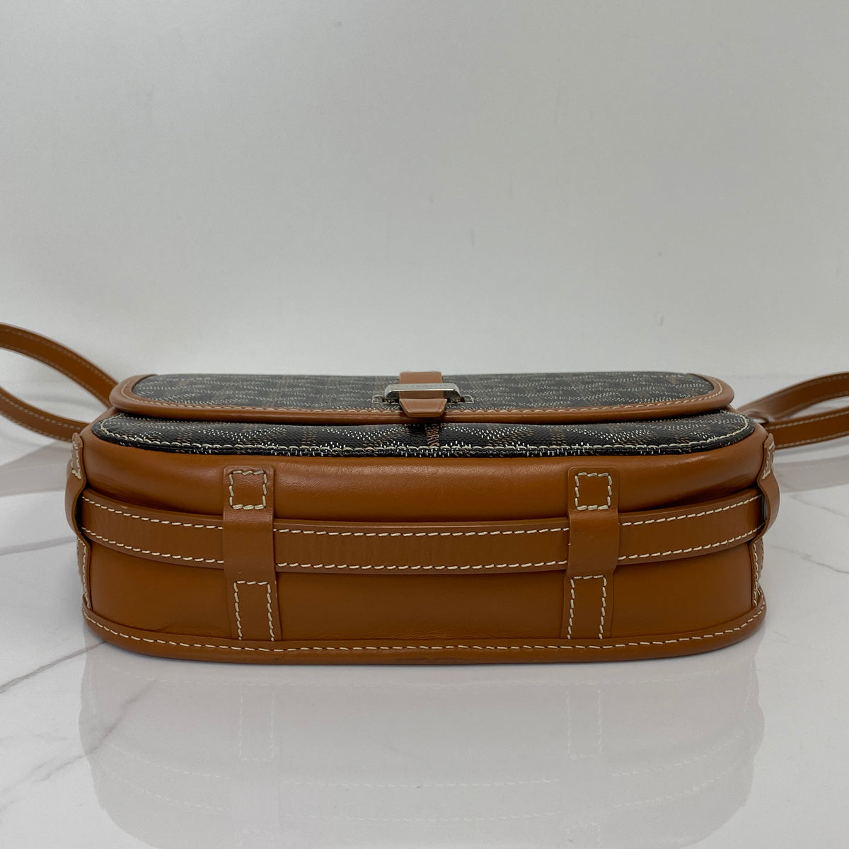 Goyard Belvedere PM Bag in Goyardine canvas, Black/Brown - hardware detail