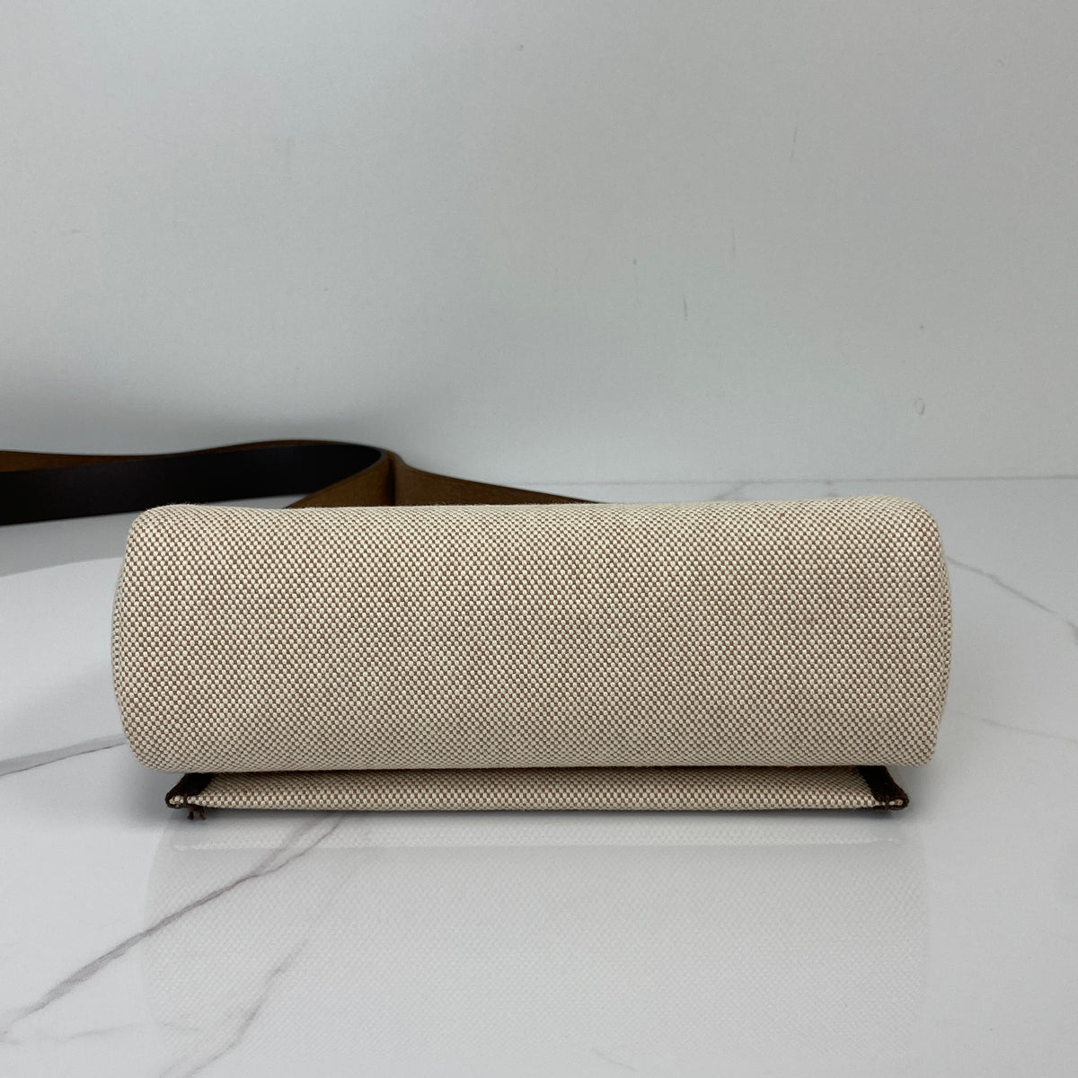 Hermès Mini Herbag, Ebene canvas and Swift calfskin, gold hardware — detail view 4