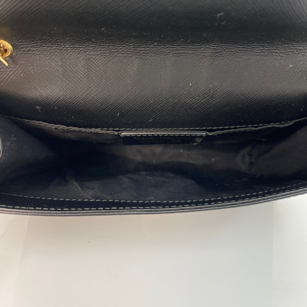 Salvatore Ferragamo Vara Bow Chain Bag, black calfskin, gold-tone Vara bow — detail view 5