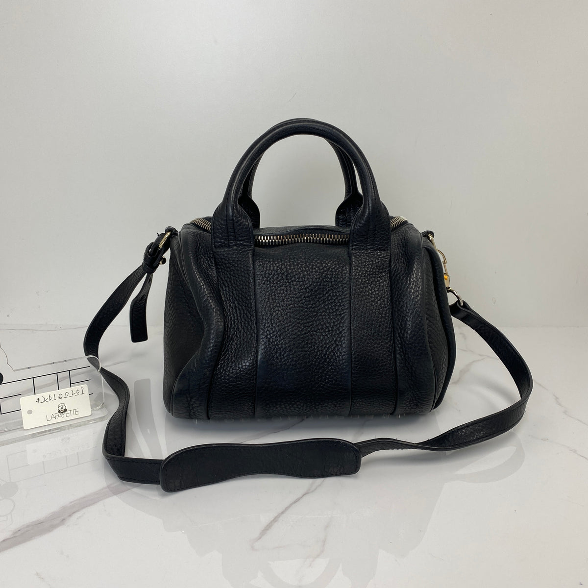 Alexander Wang Coco Duffle Bag Black, Black Calfskin, Silver Tone — detail view 1