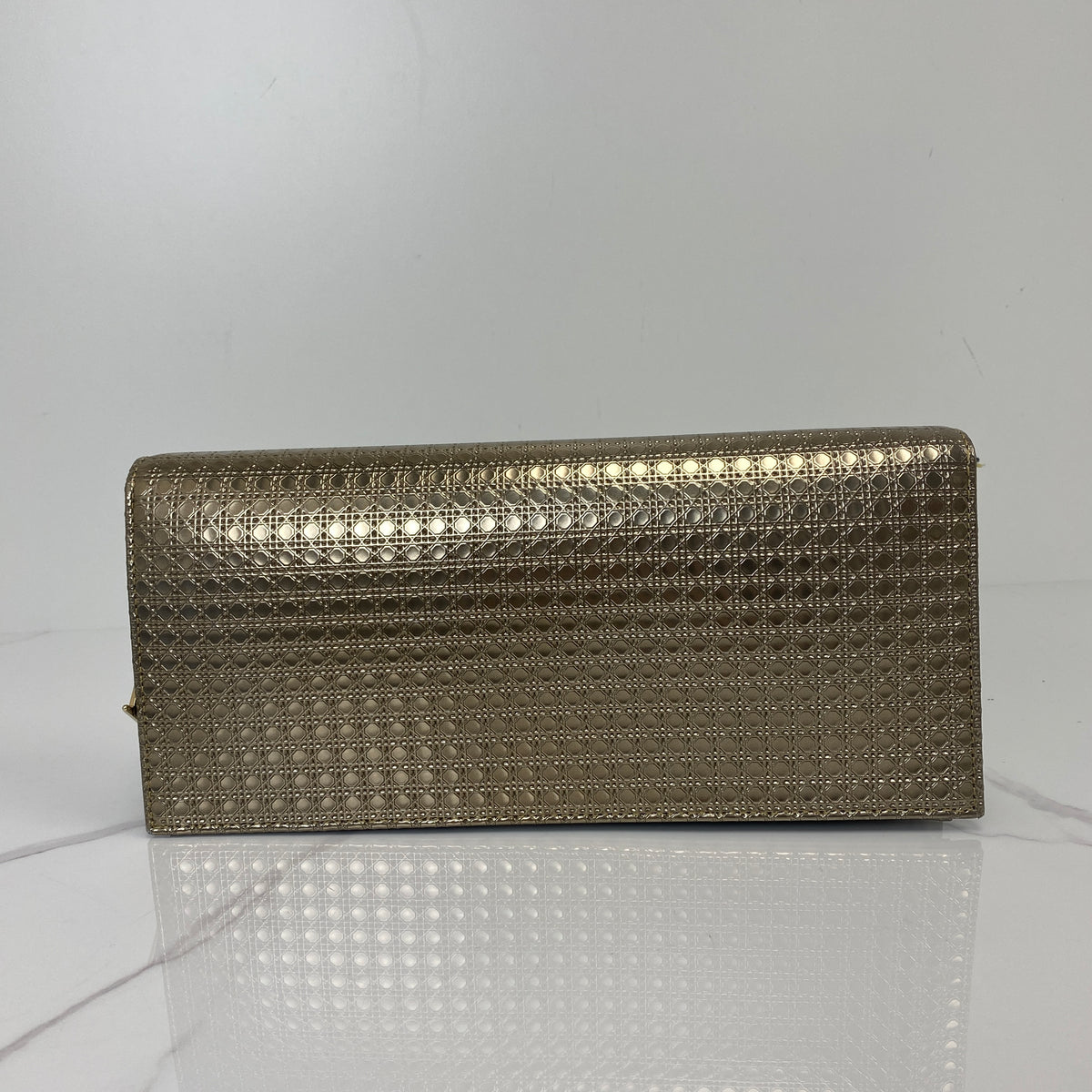 Christian Dior Micro Cannage Clutch, metallic gold patent leather, Micro Cannage — detail view 2